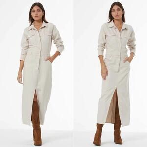 Young Fabulous and Broke Benson Denim Maxi Dress in Sea Salt Pigment